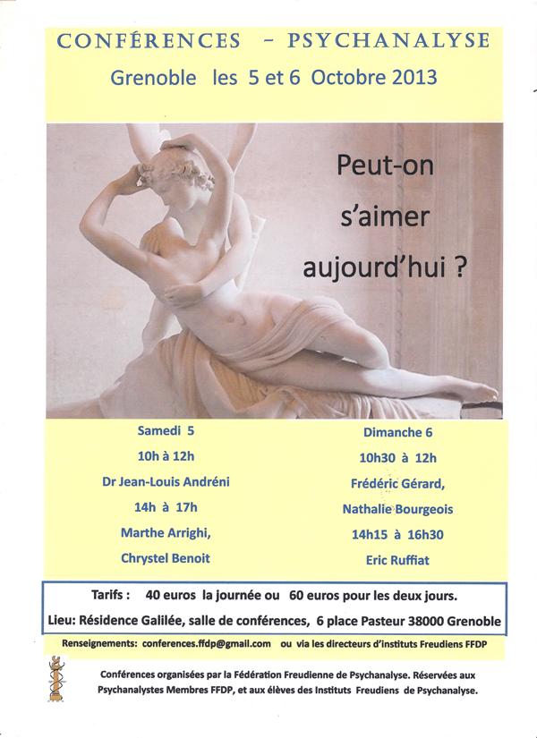 Affiche des conférences Peut-on s’aimer aujourd’hui ? de 2013