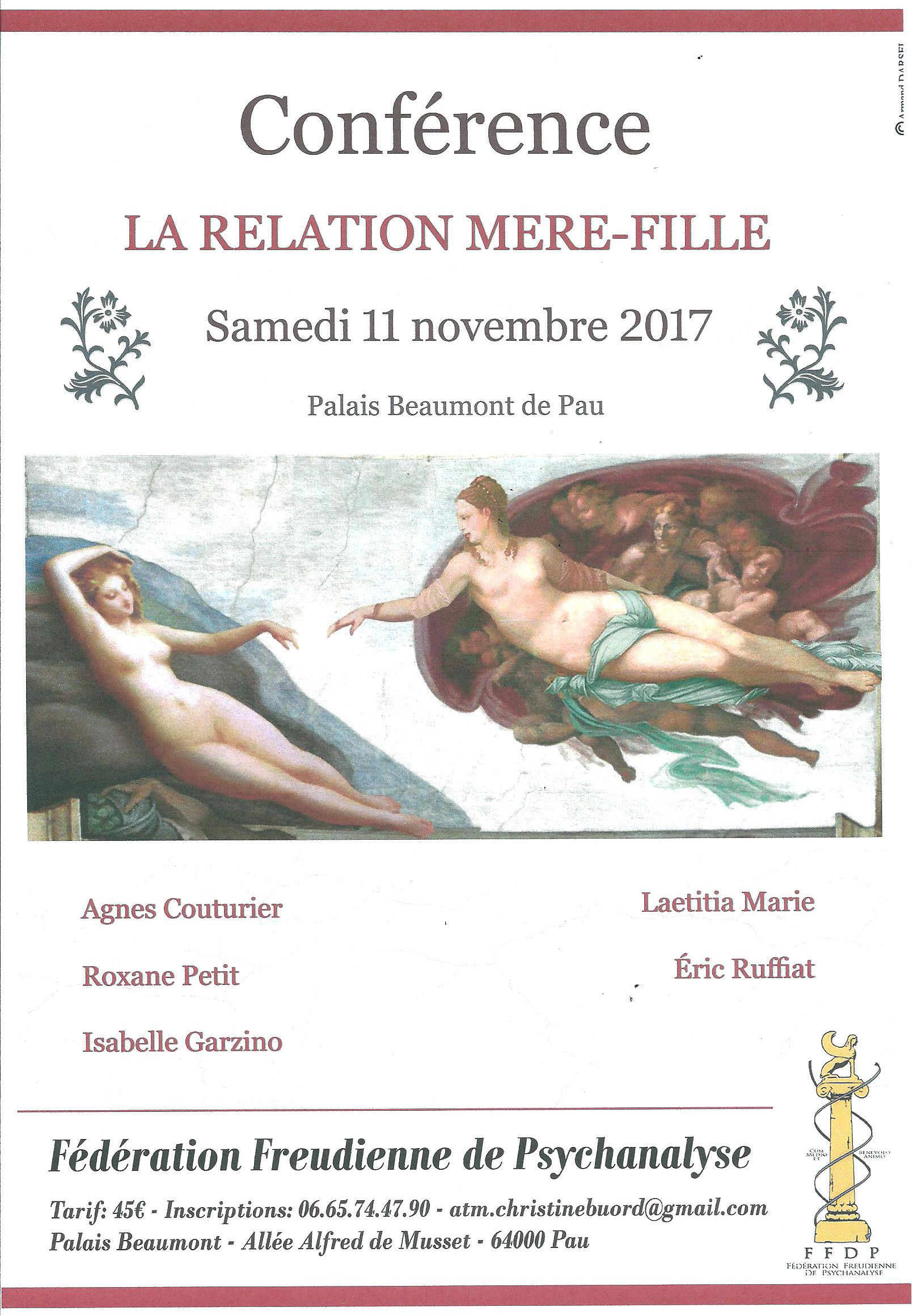 Affiche de la conférence La relation mère-fille de 2017